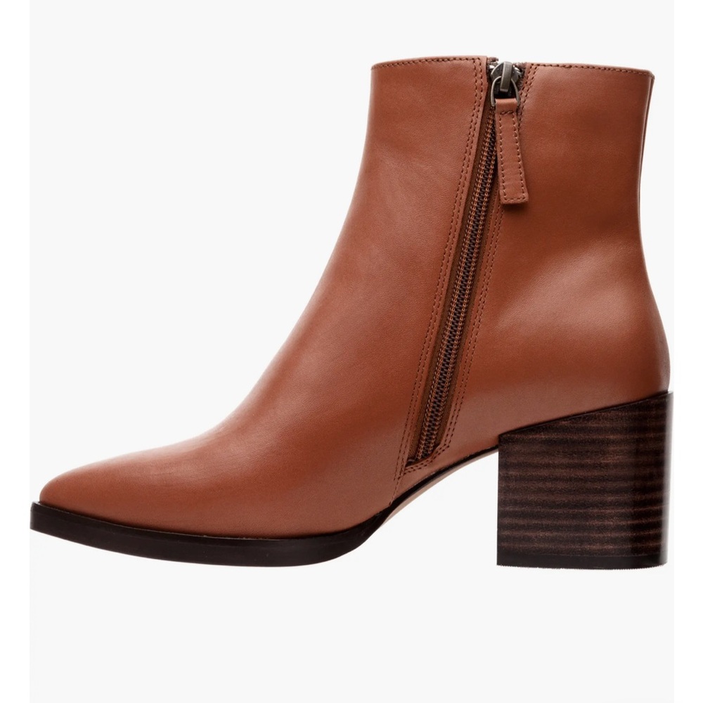Linea Paolo Block Heel Point Toe Brown Boots